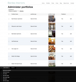 portfolio admin page