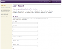 application page (modified content profile)